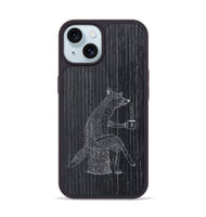 iPhone 15 Wood+Resin Phone Case - Fox - Ebony (Curated)