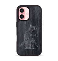 iPhone 16 Wood+Resin Phone Case - Fox - Ebony (Curated)