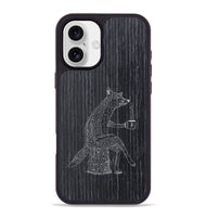 iPhone 16 Plus Wood+Resin Phone Case - Fox - Ebony (Curated)