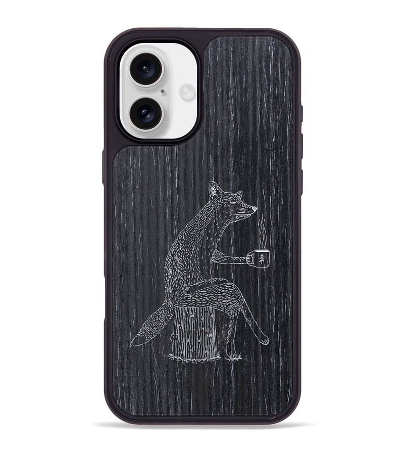 iPhone 16 Plus Wood+Resin Phone Case - Fox - Ebony (Curated)