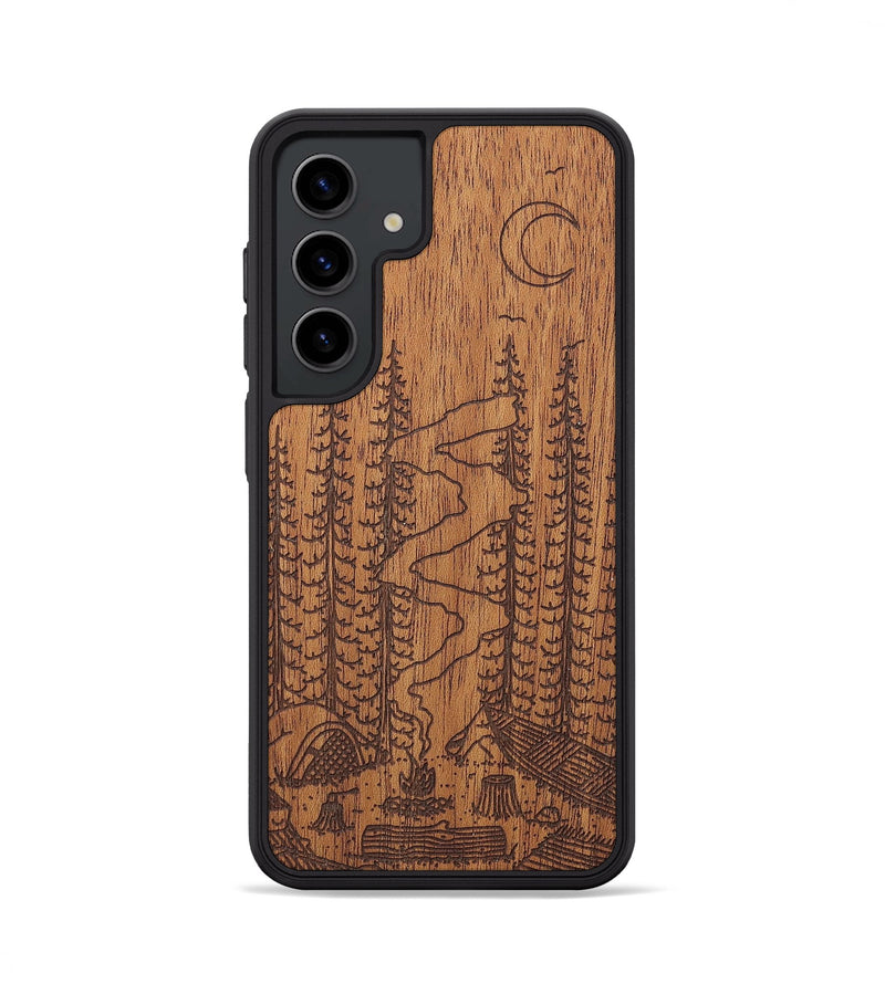 Galaxy S24 Wood+Resin Phone Case - Camp - Mahogany (Curated)