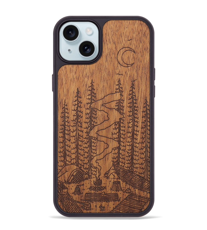 iPhone 15 Plus Wood+Resin Phone Case - Camp - Mahogany (Curated)