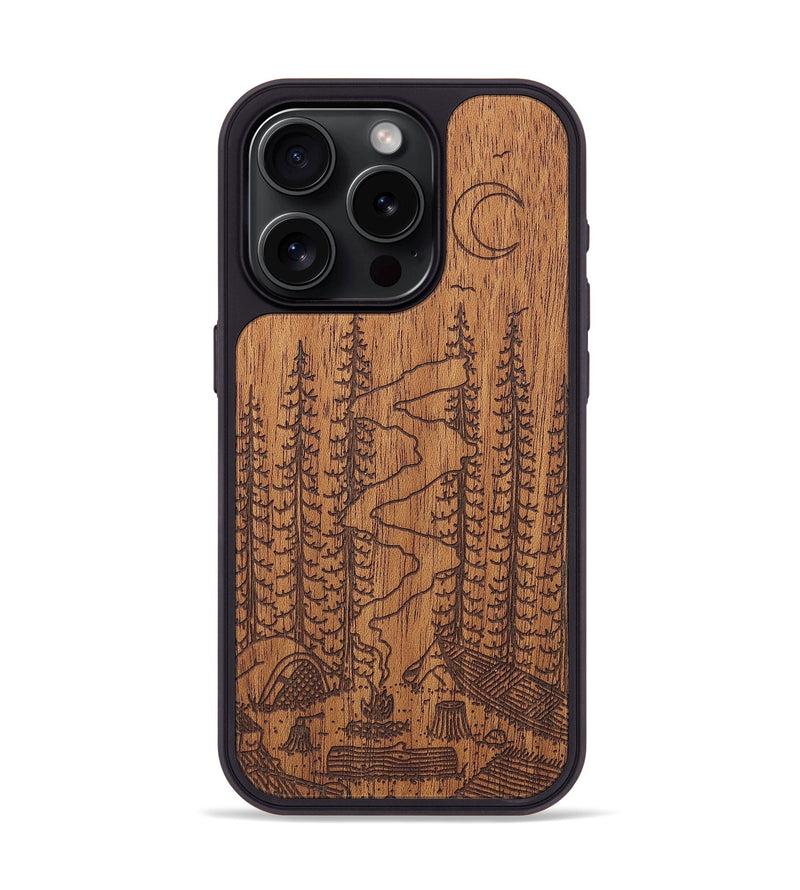 iPhone 15 Pro Wood+Resin Phone Case - Camp - Mahogany (Curated)