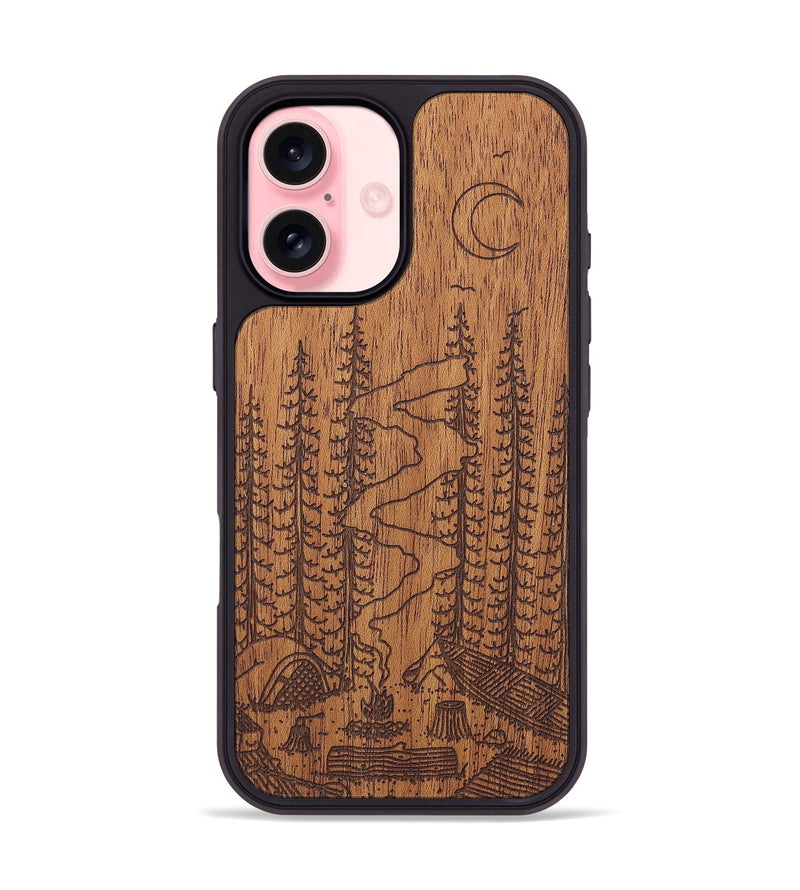 iPhone 16 Wood+Resin Phone Case - Camp - Mahogany (Curated)