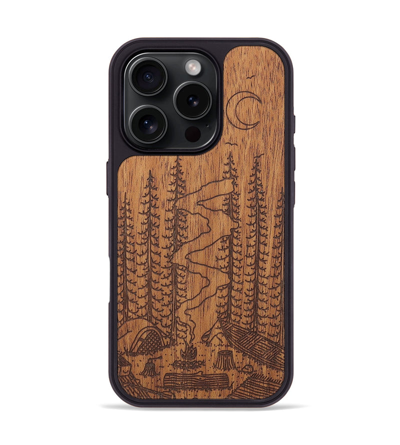 iPhone 16 Pro Wood+Resin Phone Case - Camp - Mahogany (Curated)