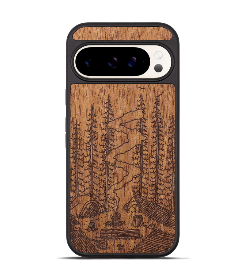 Pixel 9 Wood+Resin Phone Case - Camp - Mahogany (Curated)