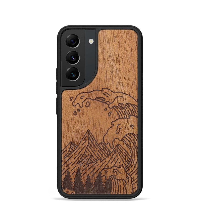 Galaxy S22 Wood+Resin Phone Case - Wave - Mahogany (Curated)