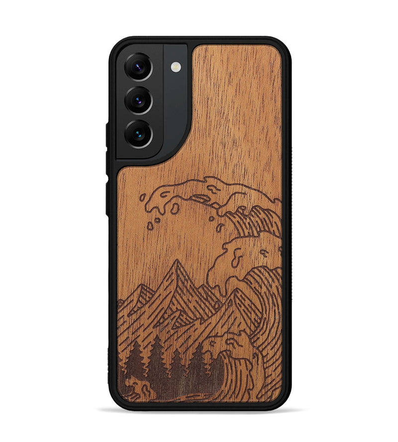 Galaxy S22 Plus Wood+Resin Phone Case - Wave - Mahogany (Curated)