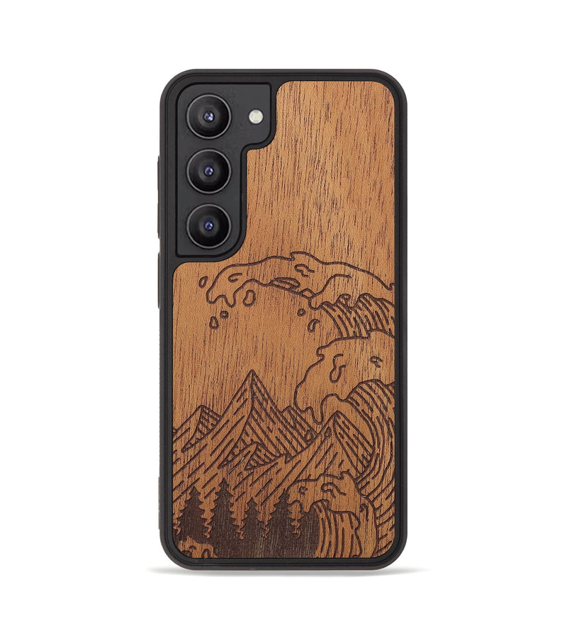 Galaxy S23 Wood+Resin Phone Case - Wave - Mahogany (Curated)