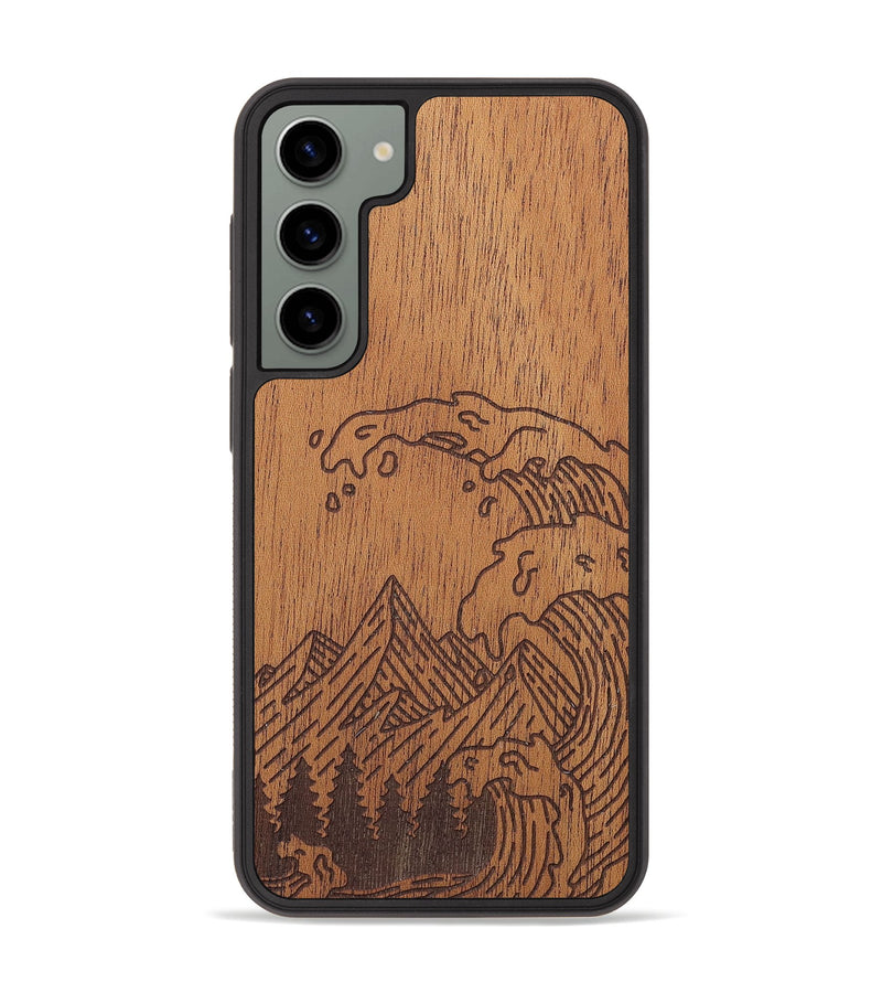 Galaxy S23 Plus Wood+Resin Phone Case - Wave - Mahogany (Curated)