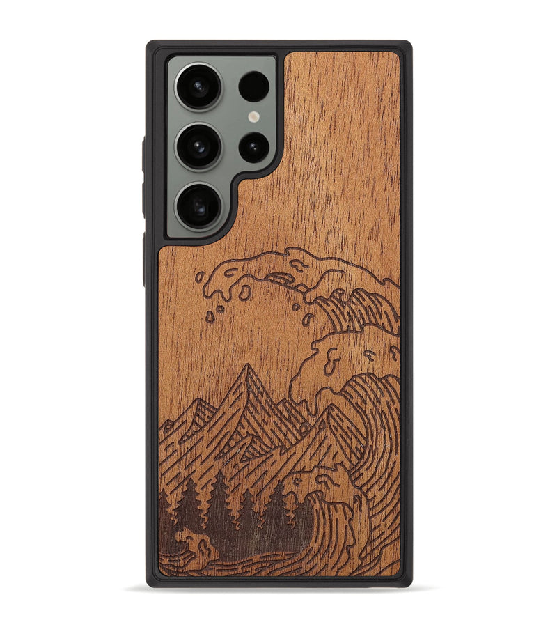 Galaxy S23 Ultra Wood+Resin Phone Case - Wave - Mahogany (Curated)