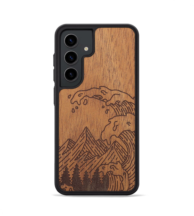 Galaxy S24 Wood+Resin Phone Case - Wave - Mahogany (Curated)