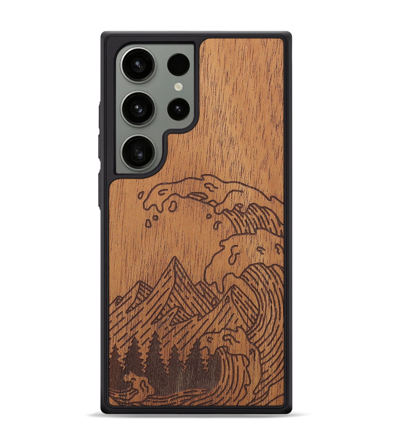 Galaxy S24 Ultra Wood+Resin Phone Case - Wave - Mahogany (Curated)