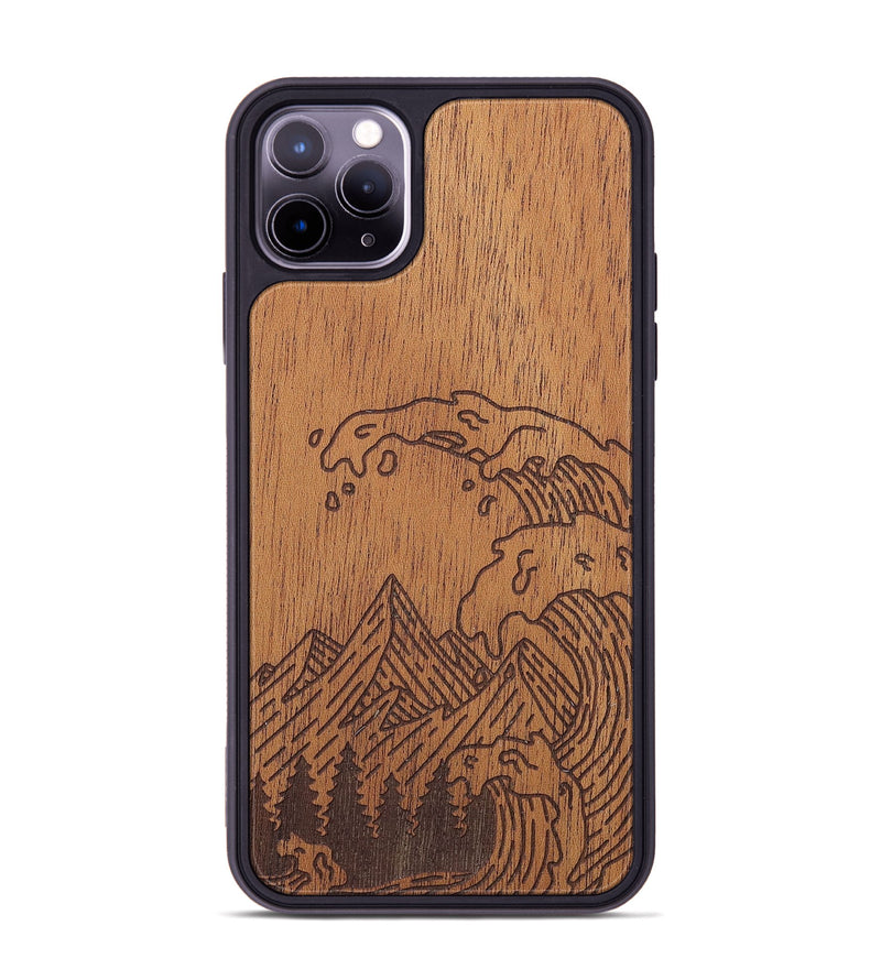 iPhone 11 Pro Max Wood+Resin Phone Case - Wave - Mahogany (Curated)