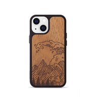 iPhone 13 mini Wood+Resin Phone Case - Wave - Mahogany (Curated)