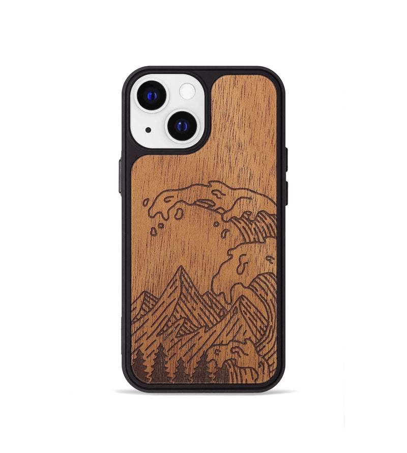 iPhone 13 mini Wood+Resin Phone Case - Wave - Mahogany (Curated)