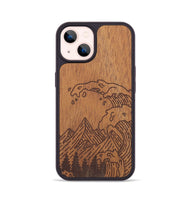 iPhone 14 Wood+Resin Phone Case - Wave - Mahogany (Curated)