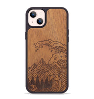 iPhone 14 Plus Wood+Resin Phone Case - Wave - Mahogany (Curated)