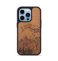 iPhone 14 Pro Wood+Resin Phone Case - Wave - Mahogany (Curated)