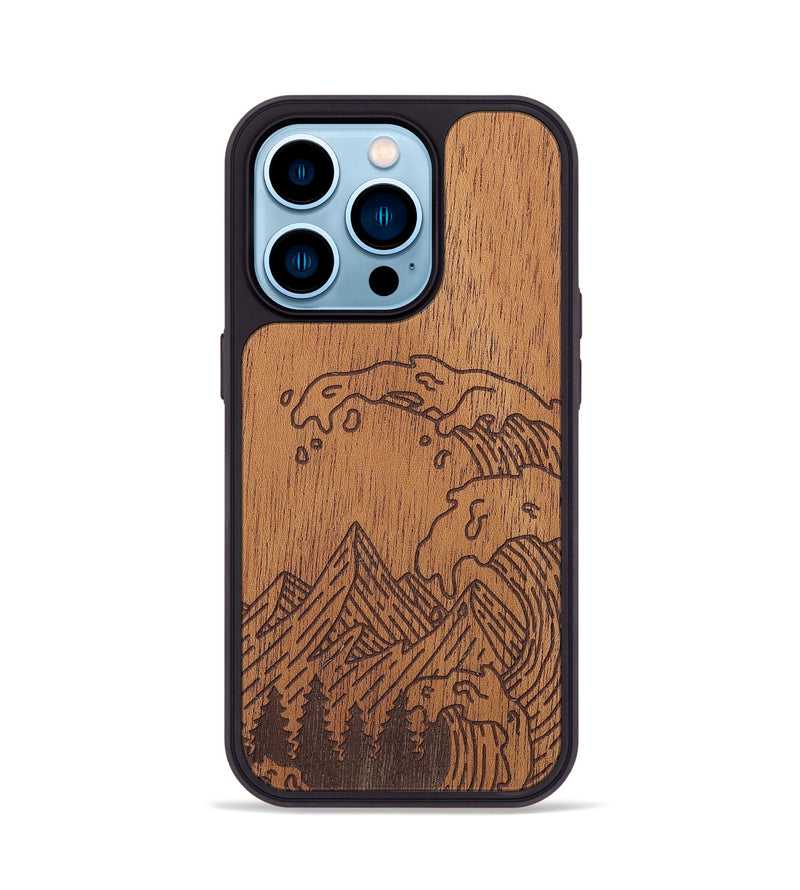 iPhone 14 Pro Wood+Resin Phone Case - Wave - Mahogany (Curated)