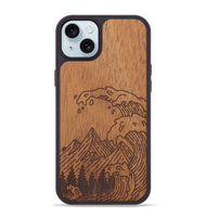 iPhone 15 Plus Wood+Resin Phone Case - Wave - Mahogany (Curated)