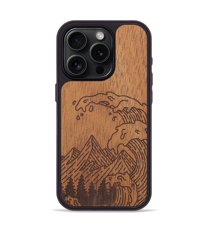 iPhone 15 Pro Wood+Resin Phone Case - Wave - Mahogany (Curated)