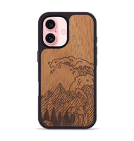 iPhone 16 Wood+Resin Phone Case - Wave - Mahogany (Curated)