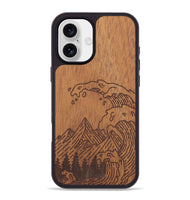 iPhone 16 Plus Wood+Resin Phone Case - Wave - Mahogany (Curated)