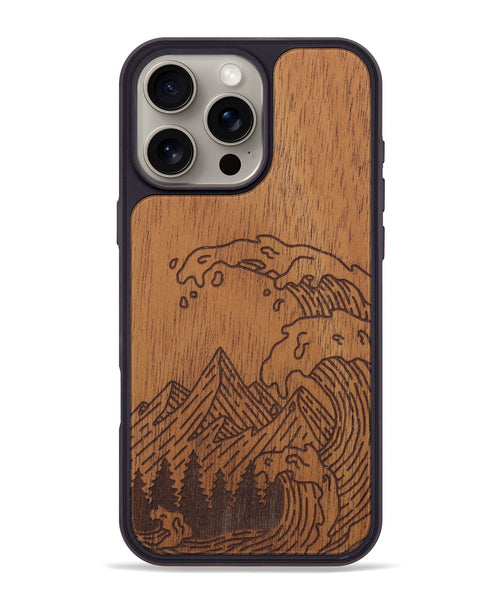 iPhone 16 Pro Max Wood Phone Case - Wave - Mahogany (Curated)