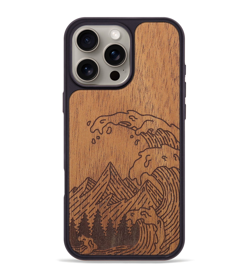 iPhone 16 Pro Max Wood+Resin Phone Case - Wave - Mahogany (Curated)