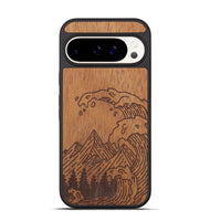 Pixel 9 Pro Wood+Resin Phone Case - Wave - Mahogany (Curated)