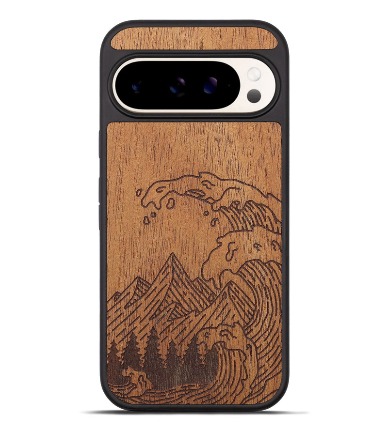 Pixel 9 Pro XL Wood+Resin Phone Case - Wave - Mahogany (Curated)