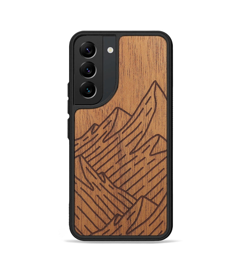 Galaxy S22 Wood+Resin Phone Case - Mountain - Mahogany (Curated)