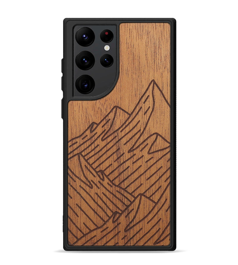 Galaxy S22 Ultra Wood+Resin Phone Case - Mountain - Mahogany (Curated)