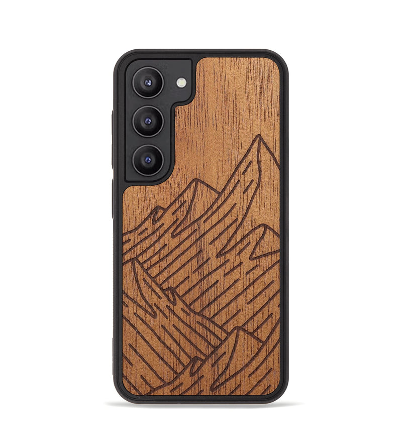 Galaxy S23 Wood+Resin Phone Case - Mountain - Mahogany (Curated)