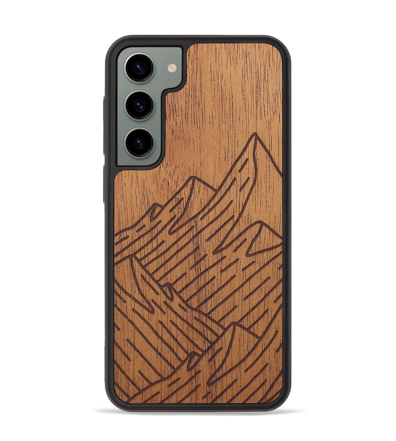 Galaxy S23 Plus Wood+Resin Phone Case - Mountain - Mahogany (Curated)