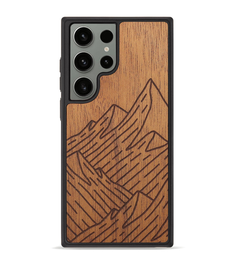 Galaxy S23 Ultra Wood+Resin Phone Case - Mountain - Mahogany (Curated)