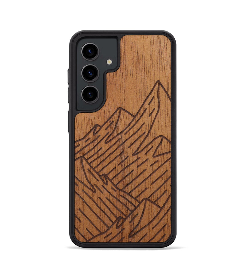 Galaxy S24 Wood+Resin Phone Case - Mountain - Mahogany (Curated)