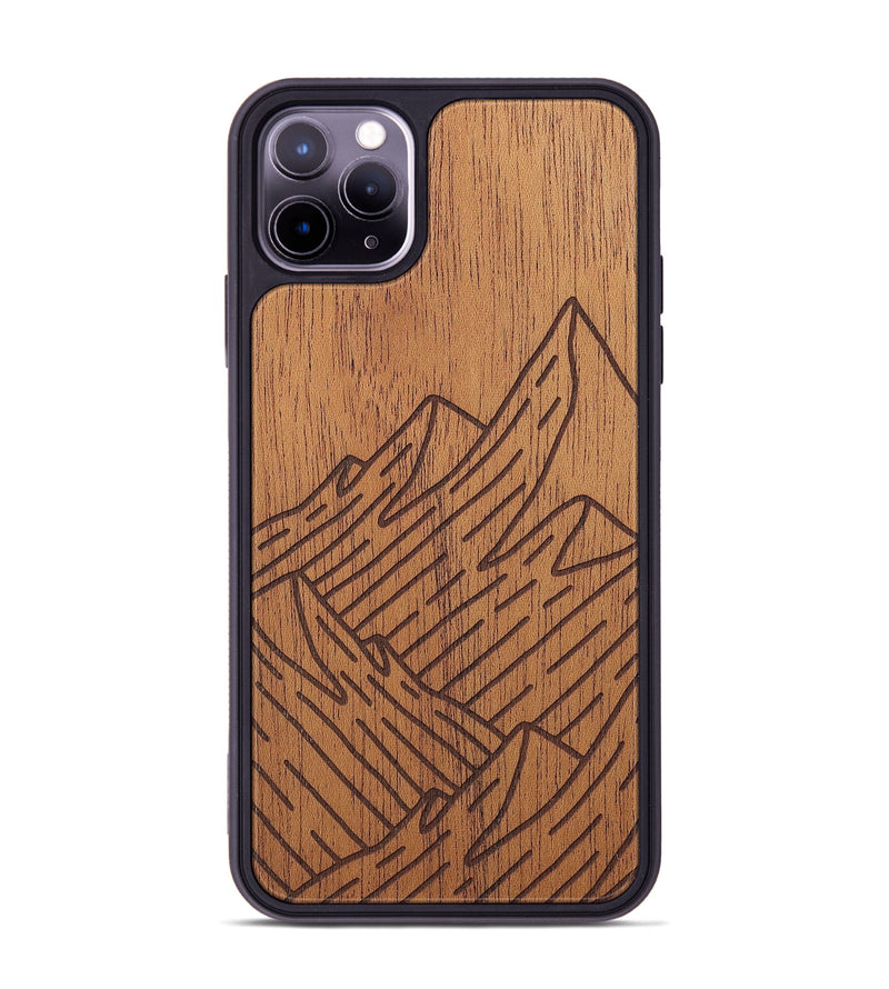 iPhone 11 Pro Max Wood+Resin Phone Case - Mountain - Mahogany (Curated)