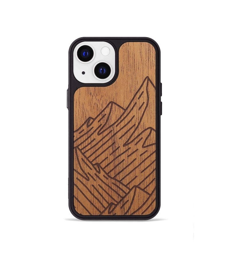 iPhone 13 mini Wood+Resin Phone Case - Mountain - Mahogany (Curated)