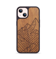 iPhone 14 Wood+Resin Phone Case - Mountain - Mahogany (Curated)