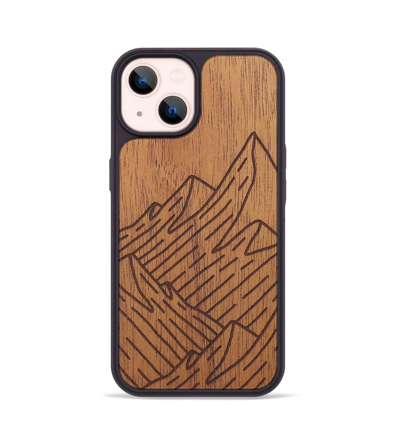 iPhone 14 Wood+Resin Phone Case - Mountain - Mahogany (Curated)