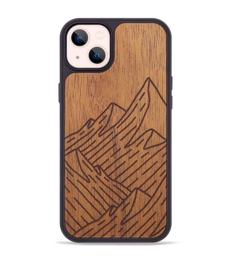 iPhone 14 Plus Wood+Resin Phone Case - Mountain - Mahogany (Curated)