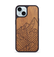 iPhone 15 Wood+Resin Phone Case - Mountain - Mahogany (Curated)