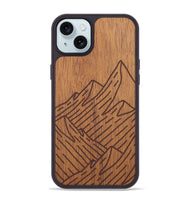 iPhone 15 Plus Wood+Resin Phone Case - Mountain - Mahogany (Curated)