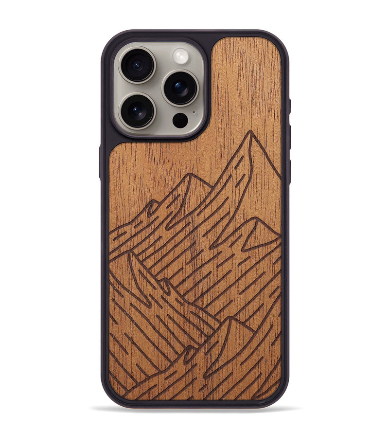 iPhone 15 Pro Max Wood+Resin Phone Case - Mountain - Mahogany (Curated)