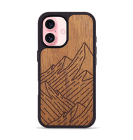 iPhone 16 Wood+Resin Phone Case - Mountain - Mahogany (Curated)