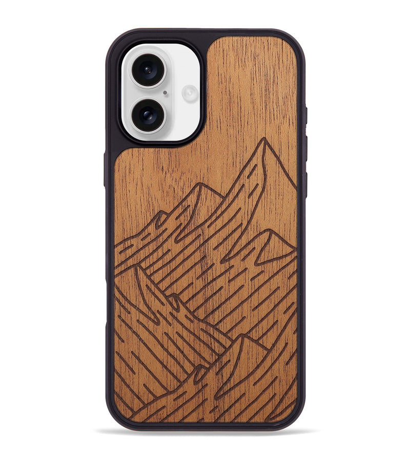 iPhone 16 Plus Wood+Resin Phone Case - Mountain - Mahogany (Curated)