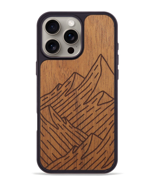 iPhone 16 Pro Max Wood Phone Case - Mountain - Mahogany (Curated)