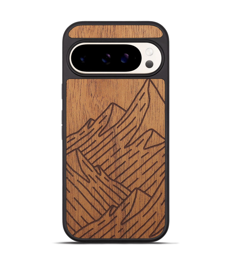 Pixel 9 Wood+Resin Phone Case - Mountain - Mahogany (Curated)